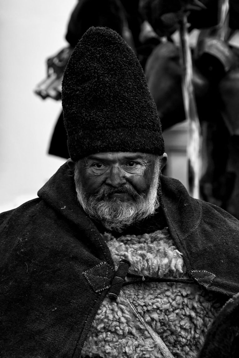 Old man at Surva festival in Pernik Bulgaria