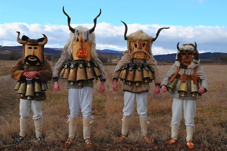 Kukeri masquerade group Bulgaria