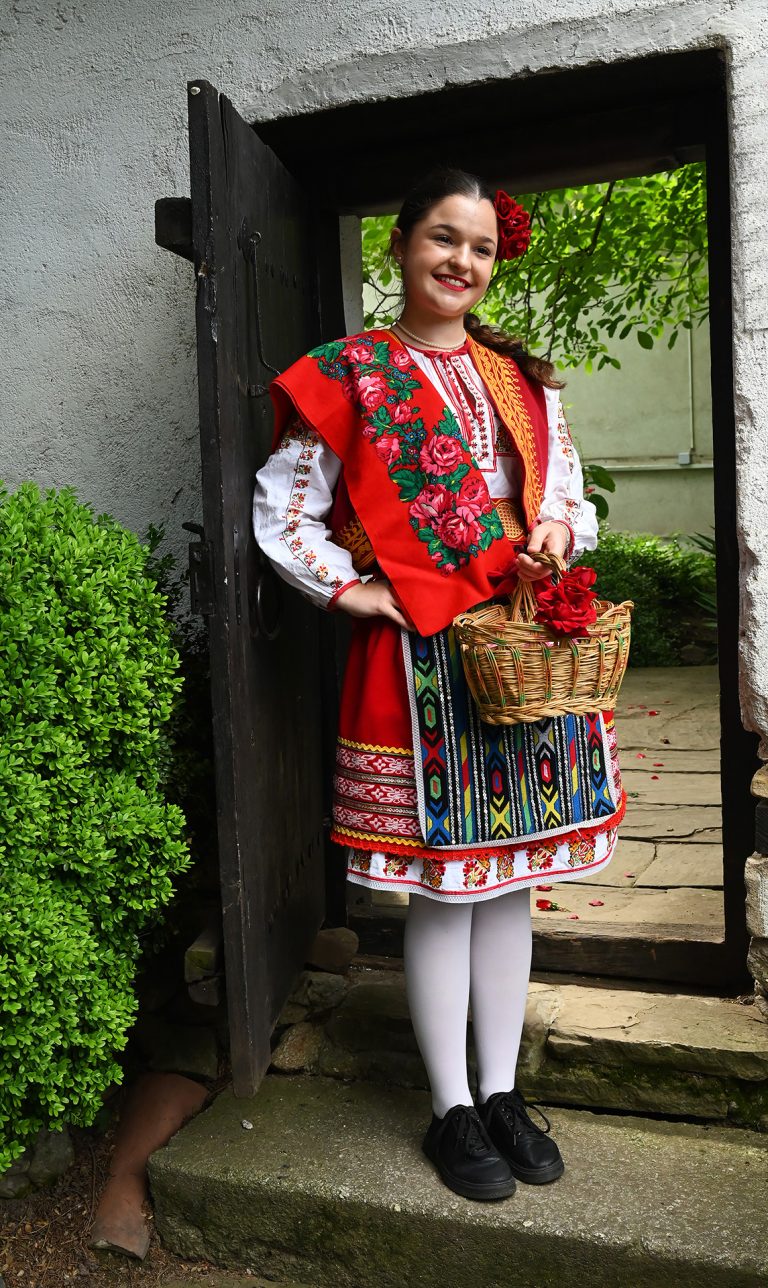 Beautiful girl in traditional Bulgarian dress