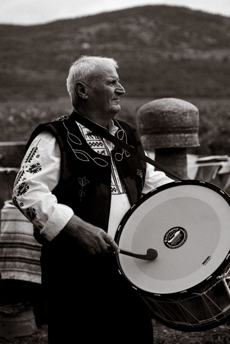 Old man in traditional costumes at Rose Festival Bulgaria