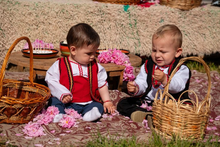 Babies at the Rose Festival Bulgaria